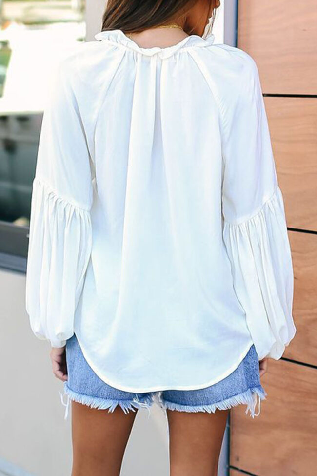 Fashion Casual Solid Split Joint V Neck Tops