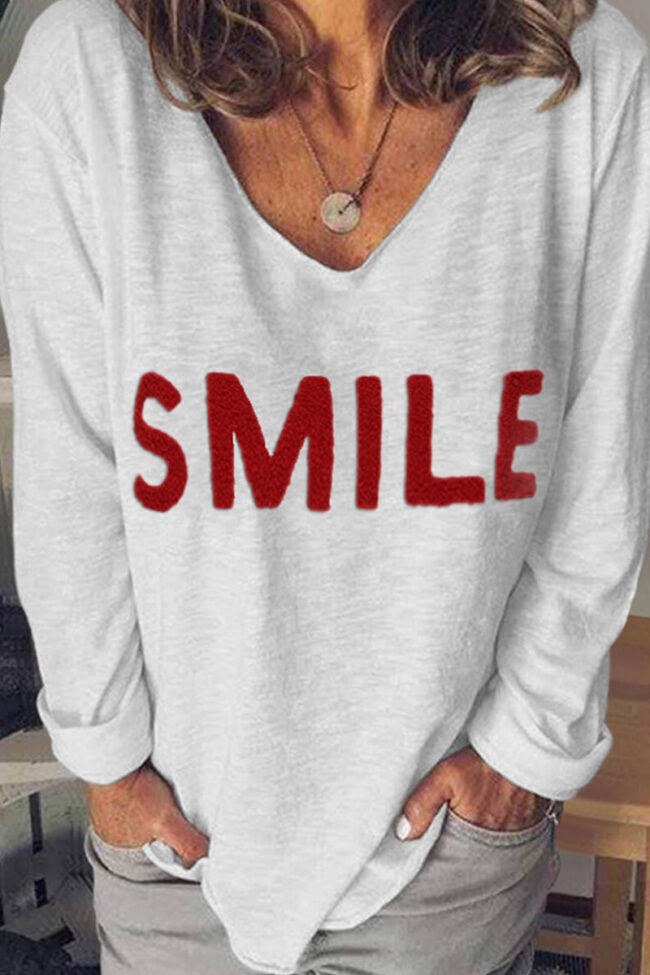 Fashion Casual Letter V Neck Tops