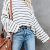 Fashion Street Striped Split Joint O Neck Tops