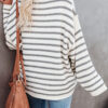 Fashion Street Striped Split Joint O Neck Tops