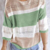 Fashion Casual Striped Split Joint V Neck Tops