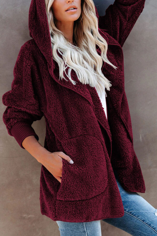 Fashion Casual Solid Hooded Collar Outerwear