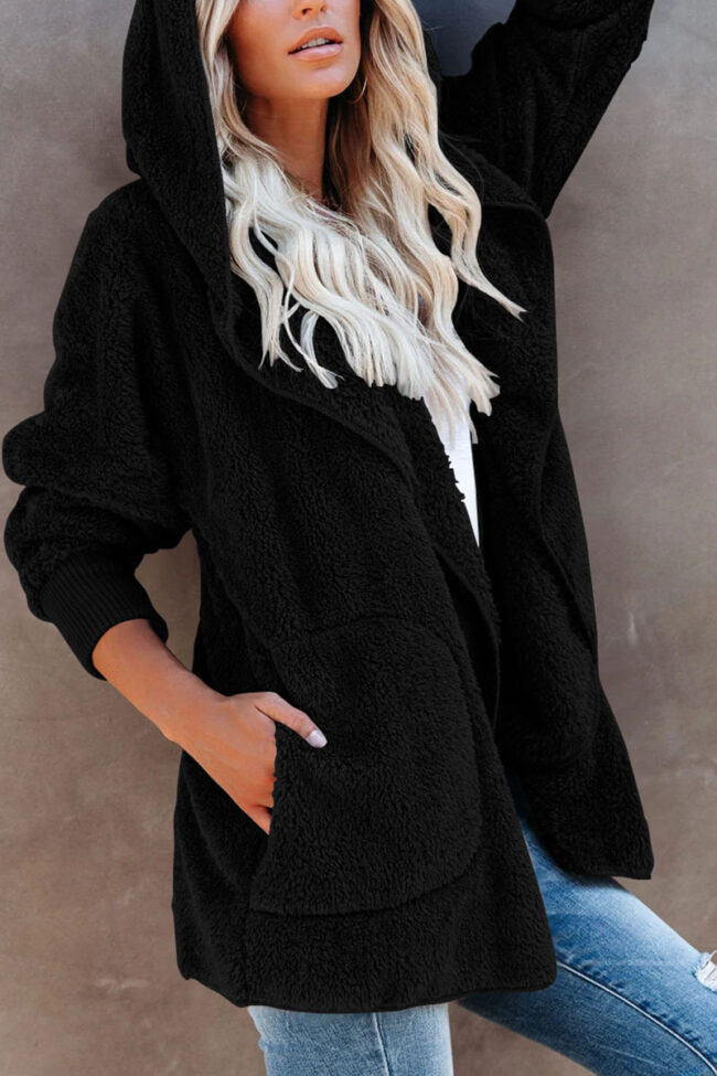 Fashion Casual Solid Hooded Collar Outerwear