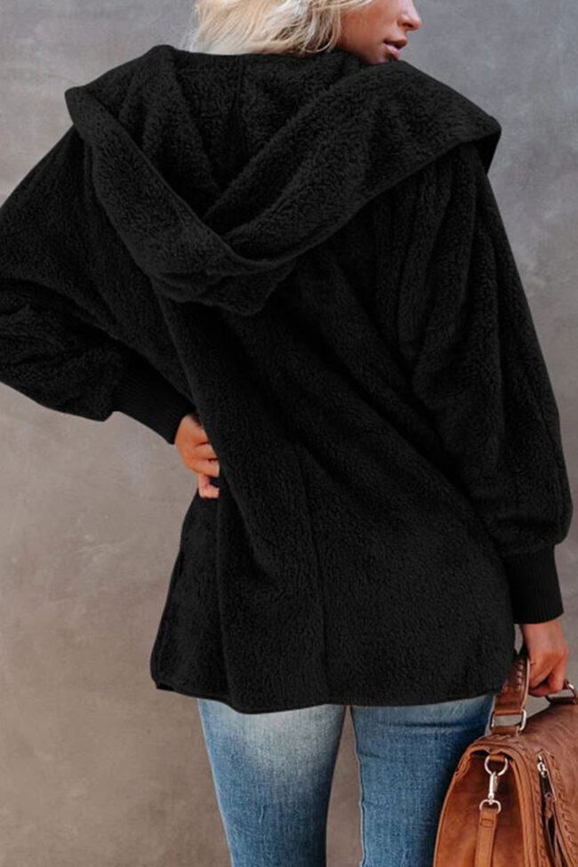 Fashion Casual Solid Hooded Collar Outerwear