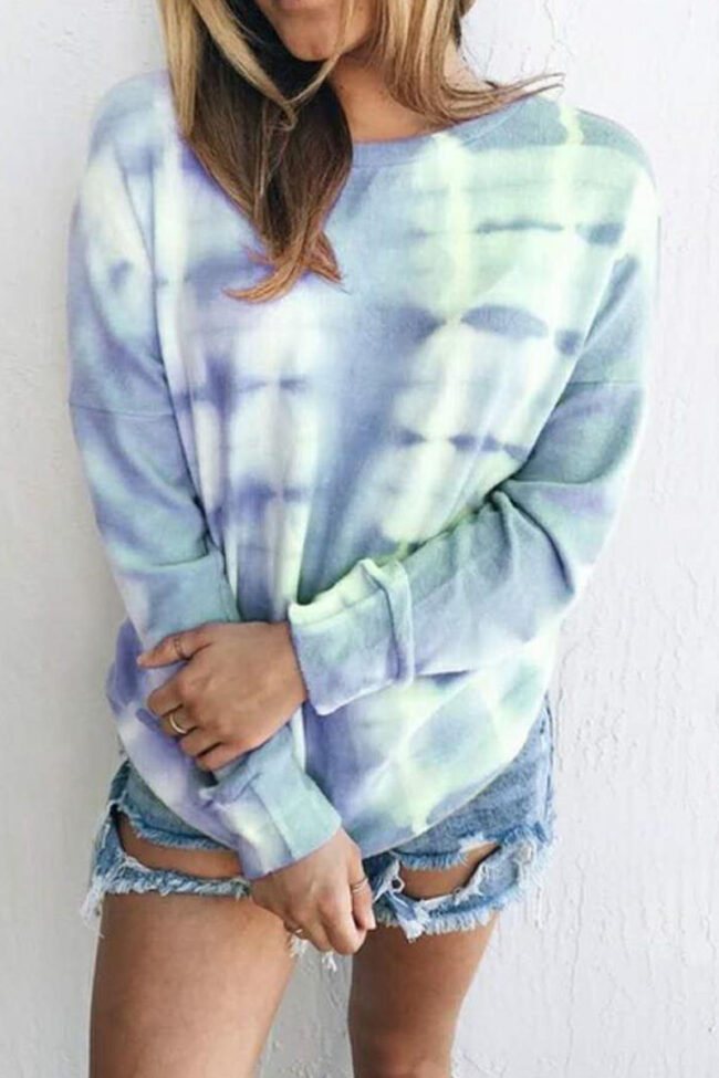 Fashion Sweet Print O Neck Tops