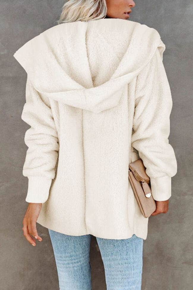 Fashion Casual Solid Hooded Collar Outerwear