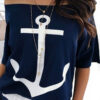 Fashion Street Print Bateau Neck Tops