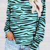 Fashion Sweet Print Split Joint O Neck Tops