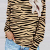 Fashion Sweet Print Split Joint O Neck Tops