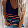 Fashion Casual Striped Split Joint V Neck Tops