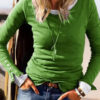 Fashion Casual Solid Split Joint O Neck Tops