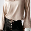 Fashion Street Solid Split Joint V Neck Tops