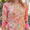 Fashion Street Print Split Joint O Neck Tops