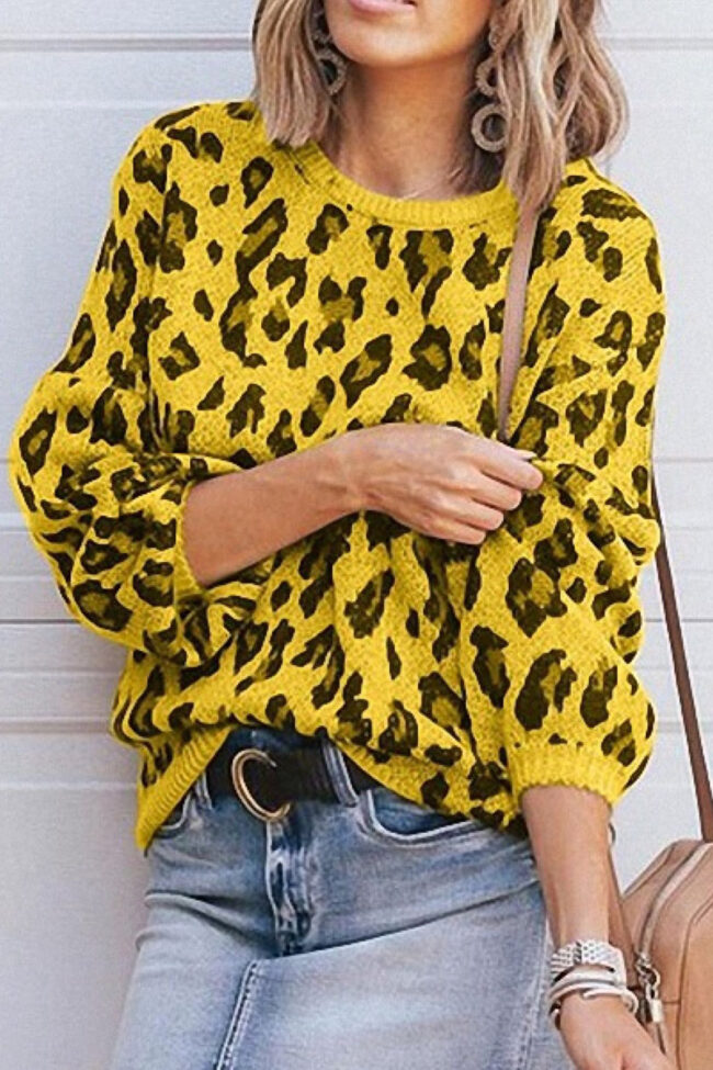 Fashion Street Leopard O Neck Tops