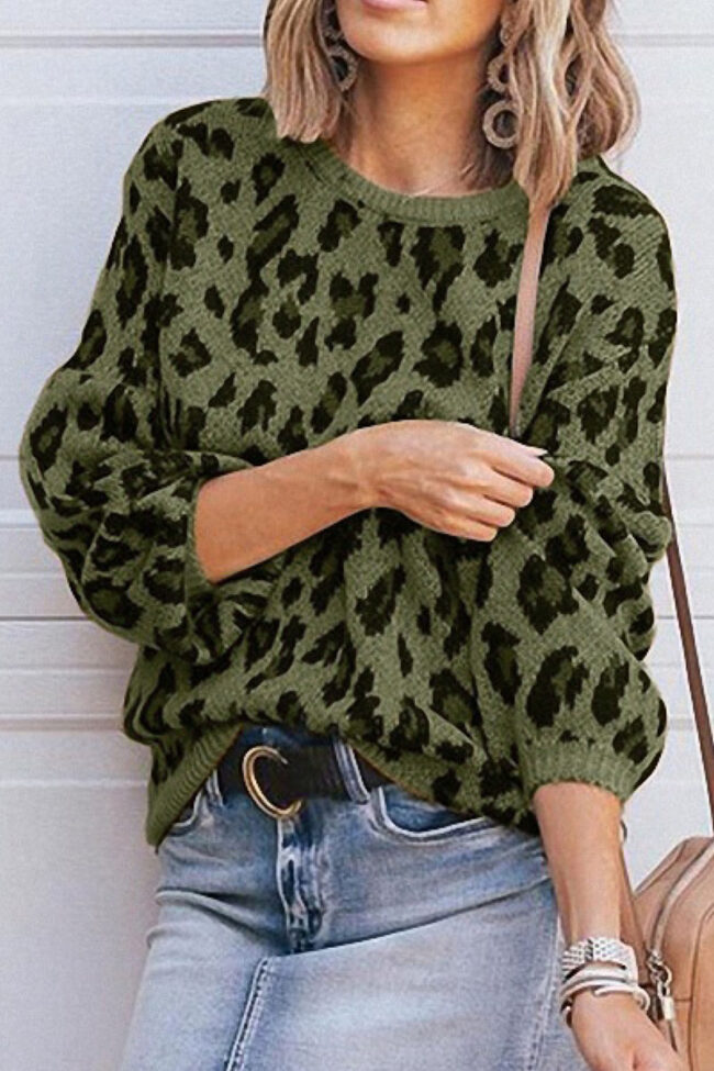 Fashion Street Leopard O Neck Tops