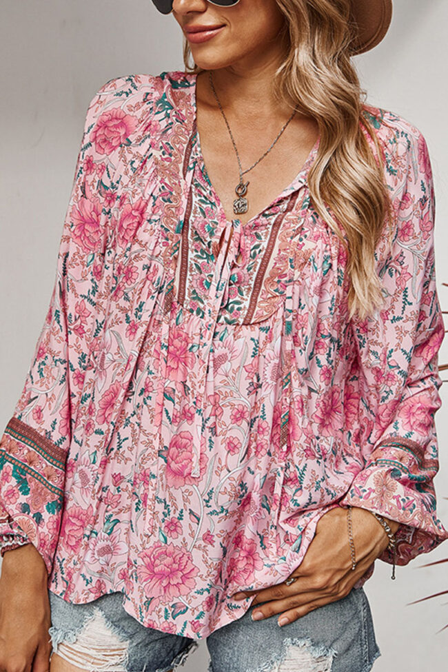 Fashion Street Print V Neck Tops