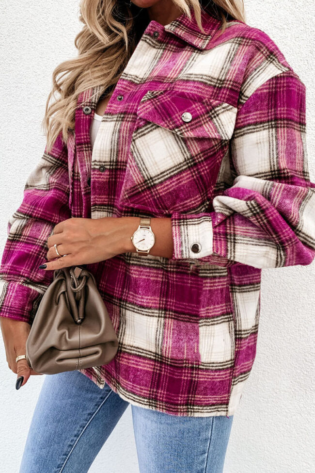 Fashion Casual Plaid Turndown Collar Tops