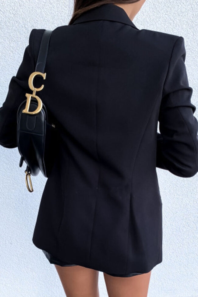 Fashion Street Solid Turn-back Collar Outerwear
