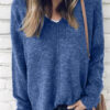 Fashion Casual Solid Split Joint V Neck Tops