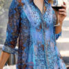 Fashion Casual Print Turndown Collar Tops