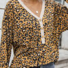 Sexy Casual Leopard Split Joint V Neck Mid Waist Tops