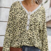 Sexy Casual Leopard Split Joint V Neck Mid Waist Tops