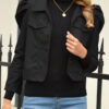 Fashion Street Solid Turndown Collar Outerwear