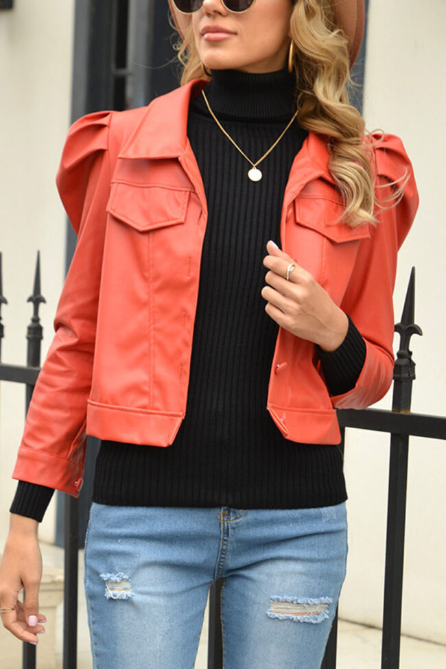 Fashion Street Solid Turndown Collar Outerwear