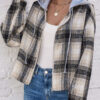Fashion Casual Plaid Split Joint Hooded Collar Outerwear