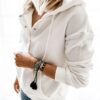 Fashion Casual Solid Split Joint Hooded Collar Tops