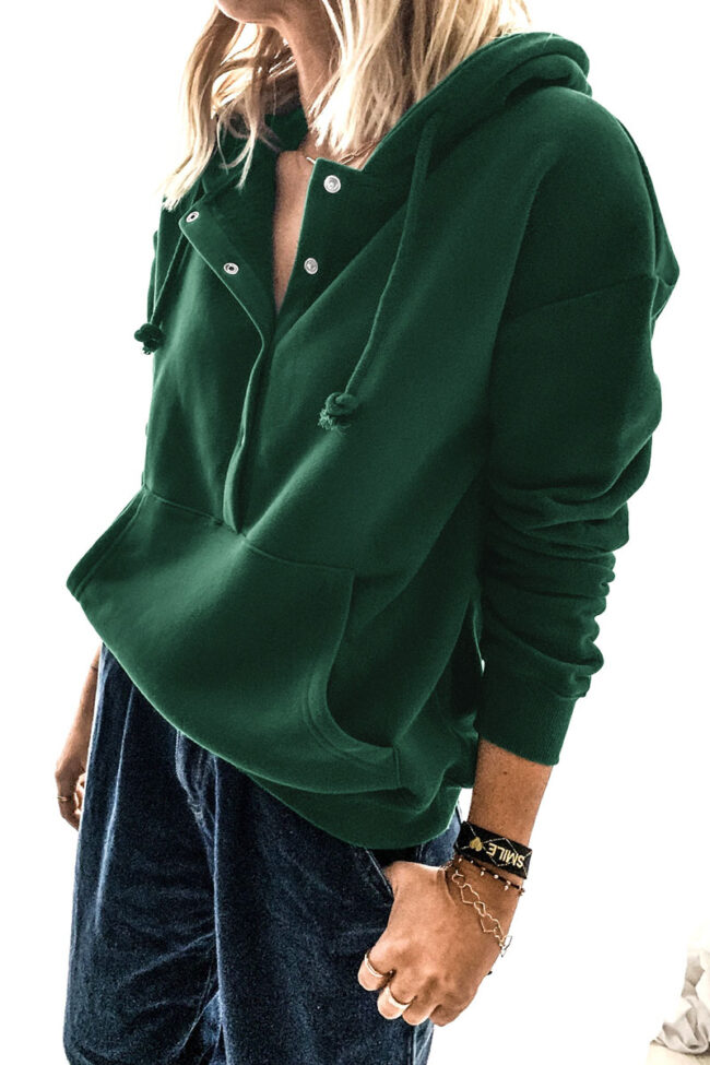 Fashion Casual Solid Split Joint Hooded Collar Tops