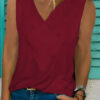 Fashion Solid V Neck Tops