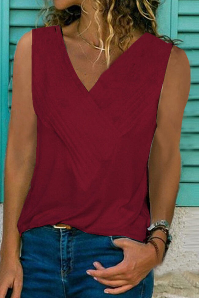 Fashion Solid V Neck Tops