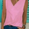 Fashion Solid V Neck Tops