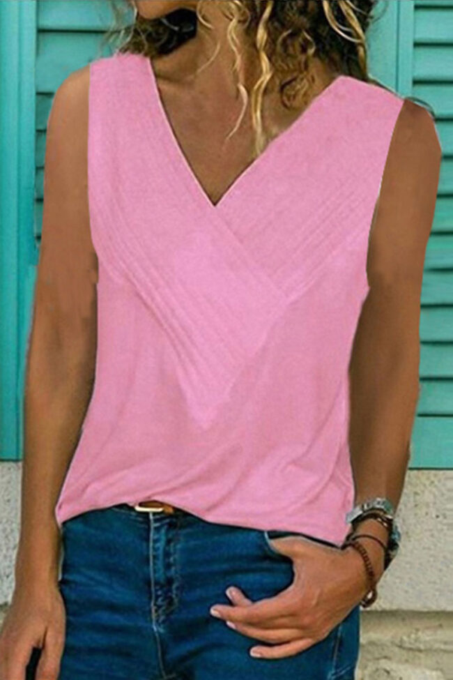 Fashion Solid V Neck Tops