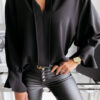 Fashion Work Solid Flounce V Neck Tops