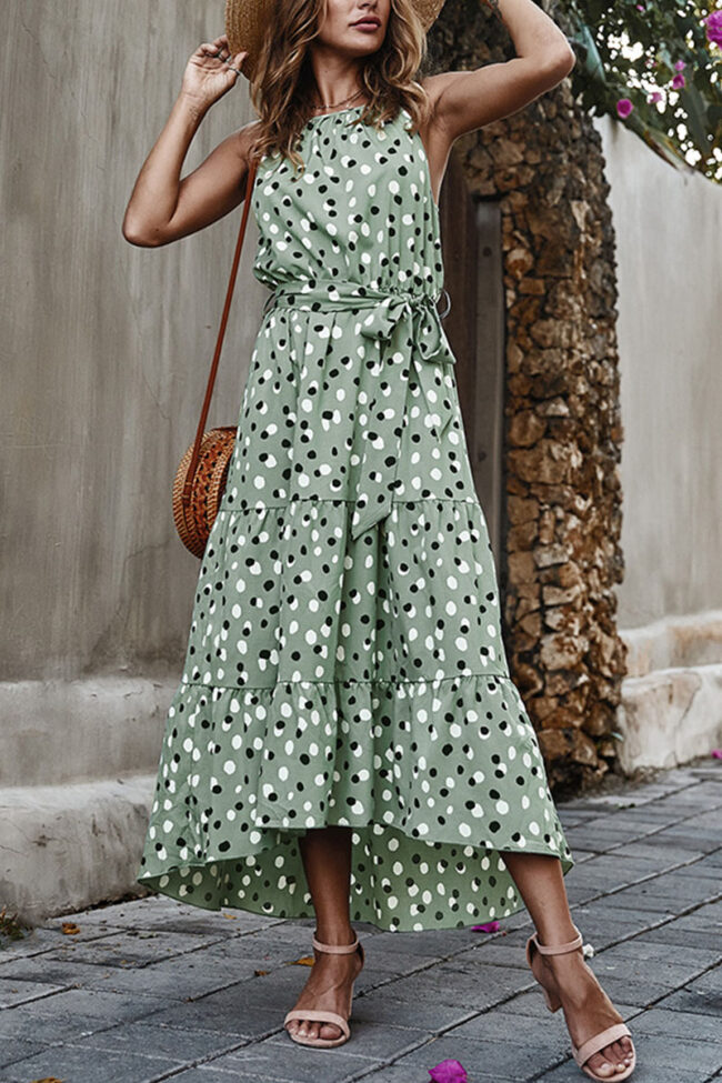 Fashion Street Dot O Neck Printed Dress Dresses