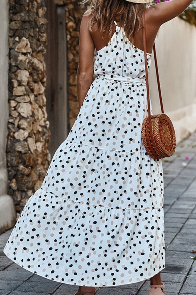 Fashion Street Dot O Neck Printed Dress Dresses