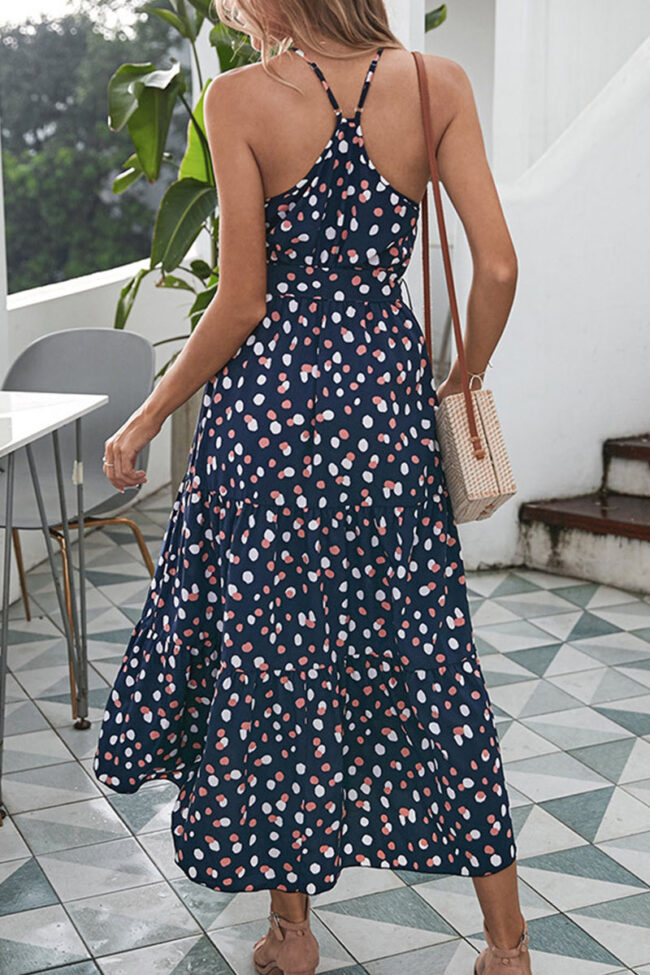 Fashion Street Dot O Neck Printed Dress Dresses