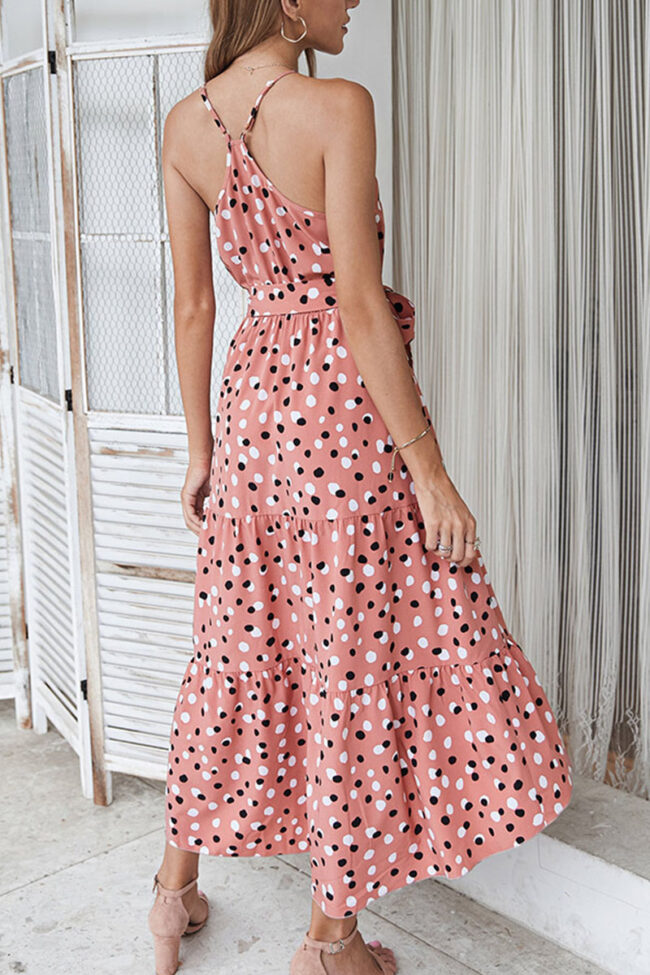 Fashion Street Dot O Neck Printed Dress Dresses