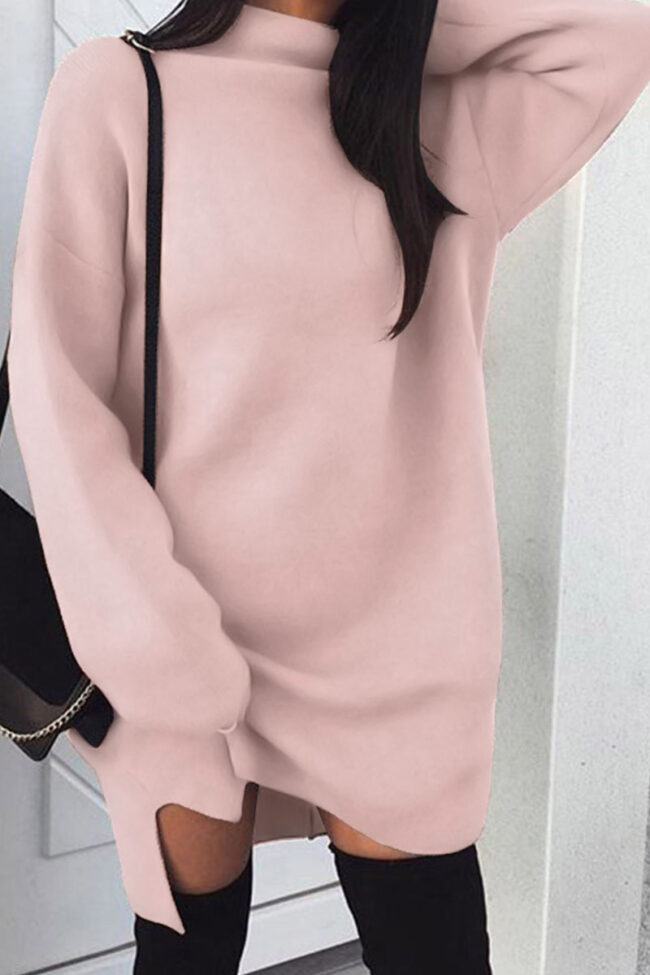 Fashion Sexy Solid Turtleneck Long Sleeve Dresses