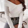 Fashion Sexy Solid V Neck Tops