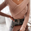 Fashion Sexy Solid V Neck Tops