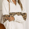 Fashion Street Leopard Split Joint Mandarin Collar Tops