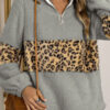 Fashion Street Leopard Split Joint Mandarin Collar Tops