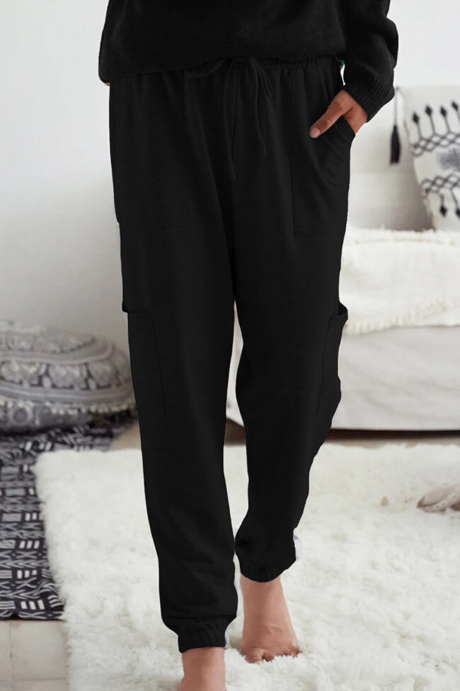 Fashion Casual Solid Pocket Loose Bottoms