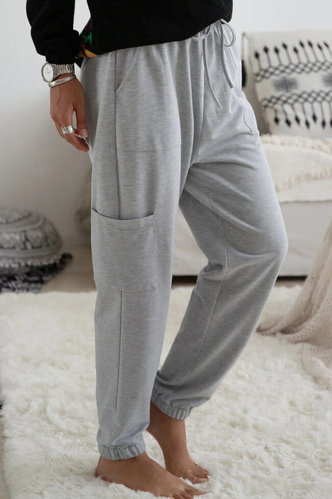 Fashion Casual Solid Pocket Loose Bottoms