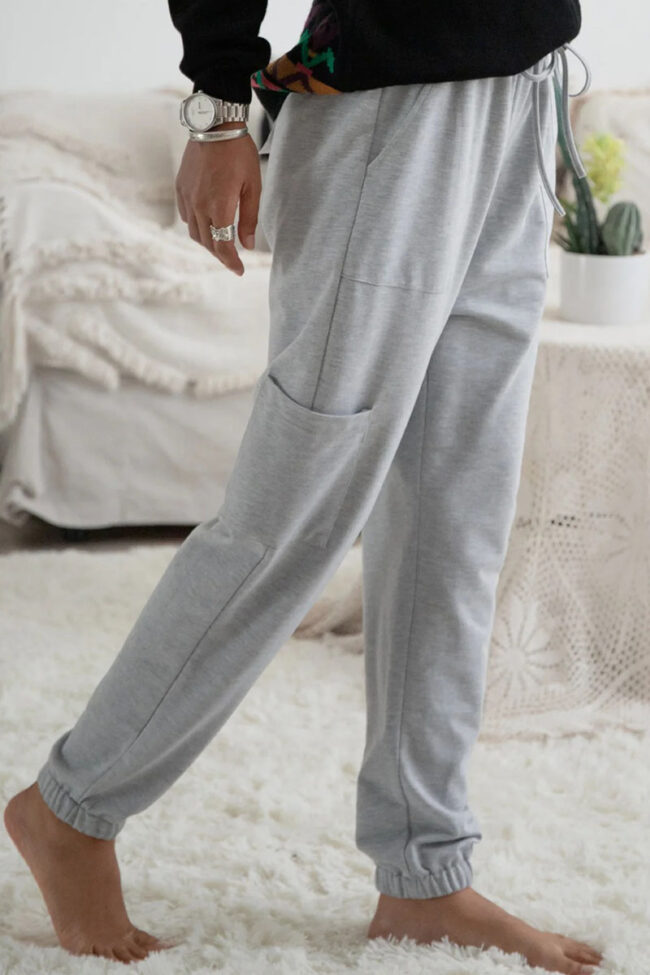 Fashion Casual Solid Pocket Loose Bottoms