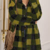 Fashion Street Plaid Split Joint Turndown Collar Outerwear