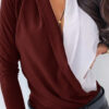 Fashion Sexy Patchwork V Neck Tops